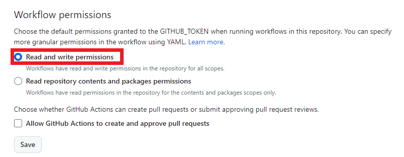 Github action setting